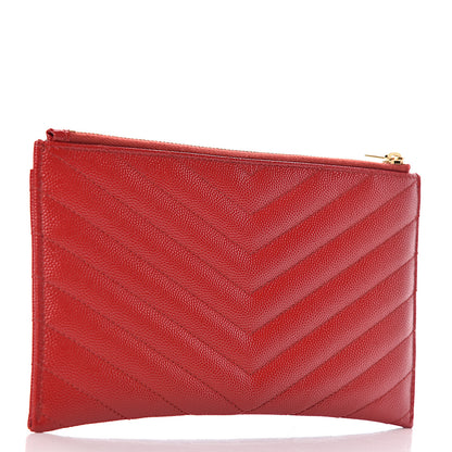 Saint Laurent Grain De Poudre Chevron Monogram Bill Pouch Bandana Red 3 of 10