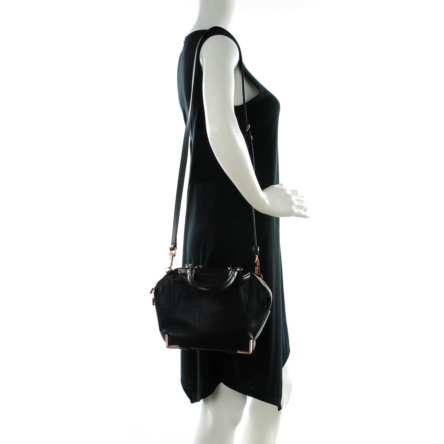 Pebbled Calfskin Mini Emile Black Rose Gold Hardware