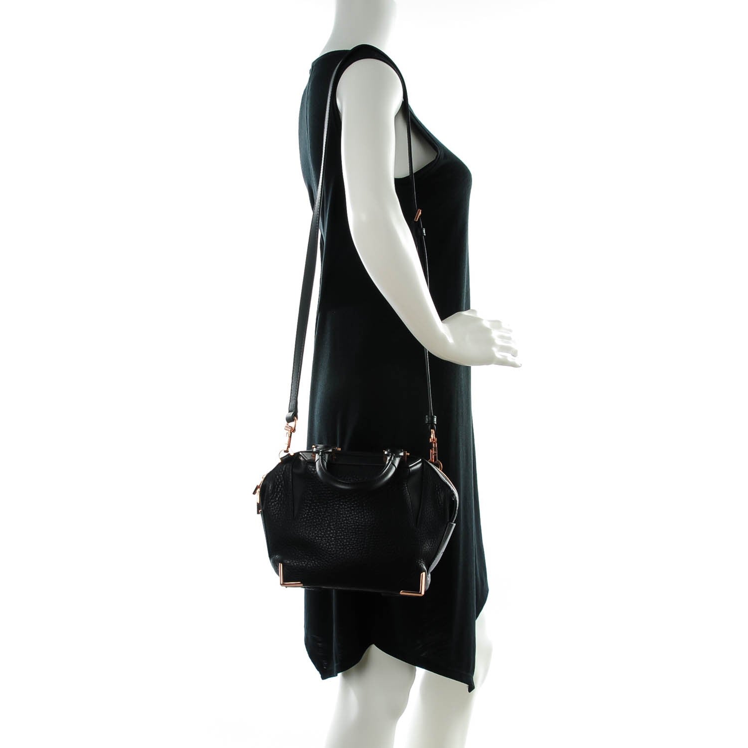 Alexander Wang Pebbled Calfskin Mini Emile Black Rose Gold Hardware 2 of 7