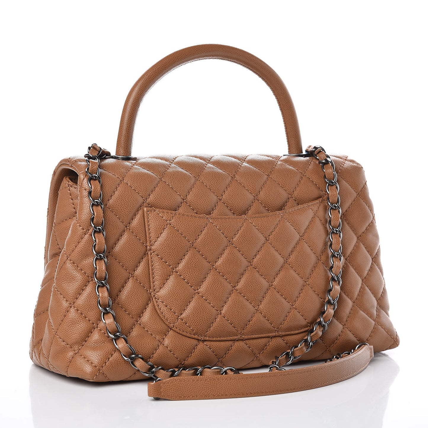 Caviar Quilted Small Coco Handle Flap Camel