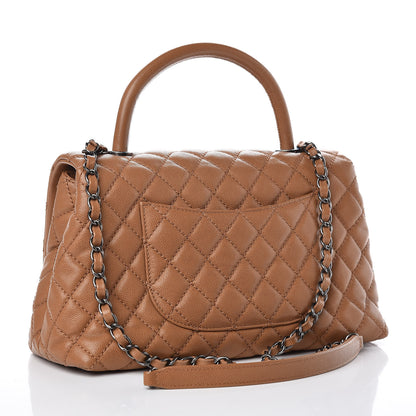 Chanel Caviar Quilted Small Coco Handle Flap Camel 3 of 11