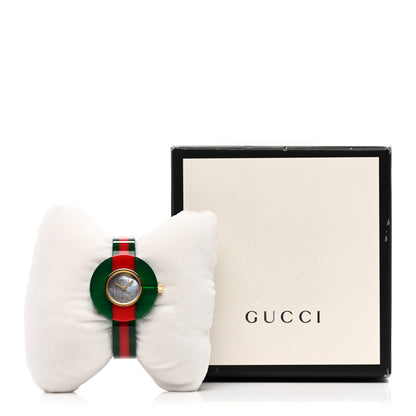 Gucci Stainless Steel Plexiglass Mother of Pearl 35mm Vintage Web Quartz Watch 5 of 5