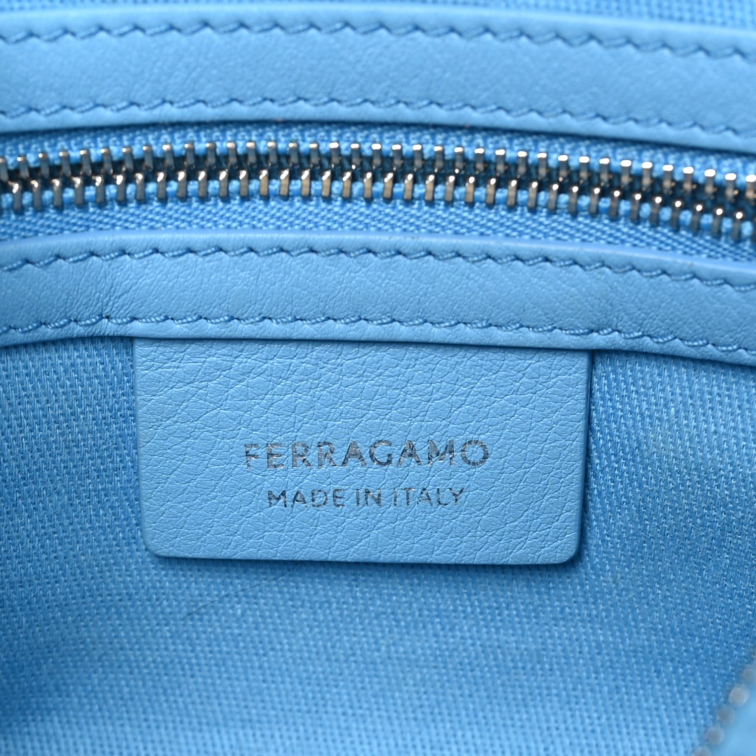 Salvatore Ferragamo Calfskin Star Top Handle Bag Blue 6 of 10
