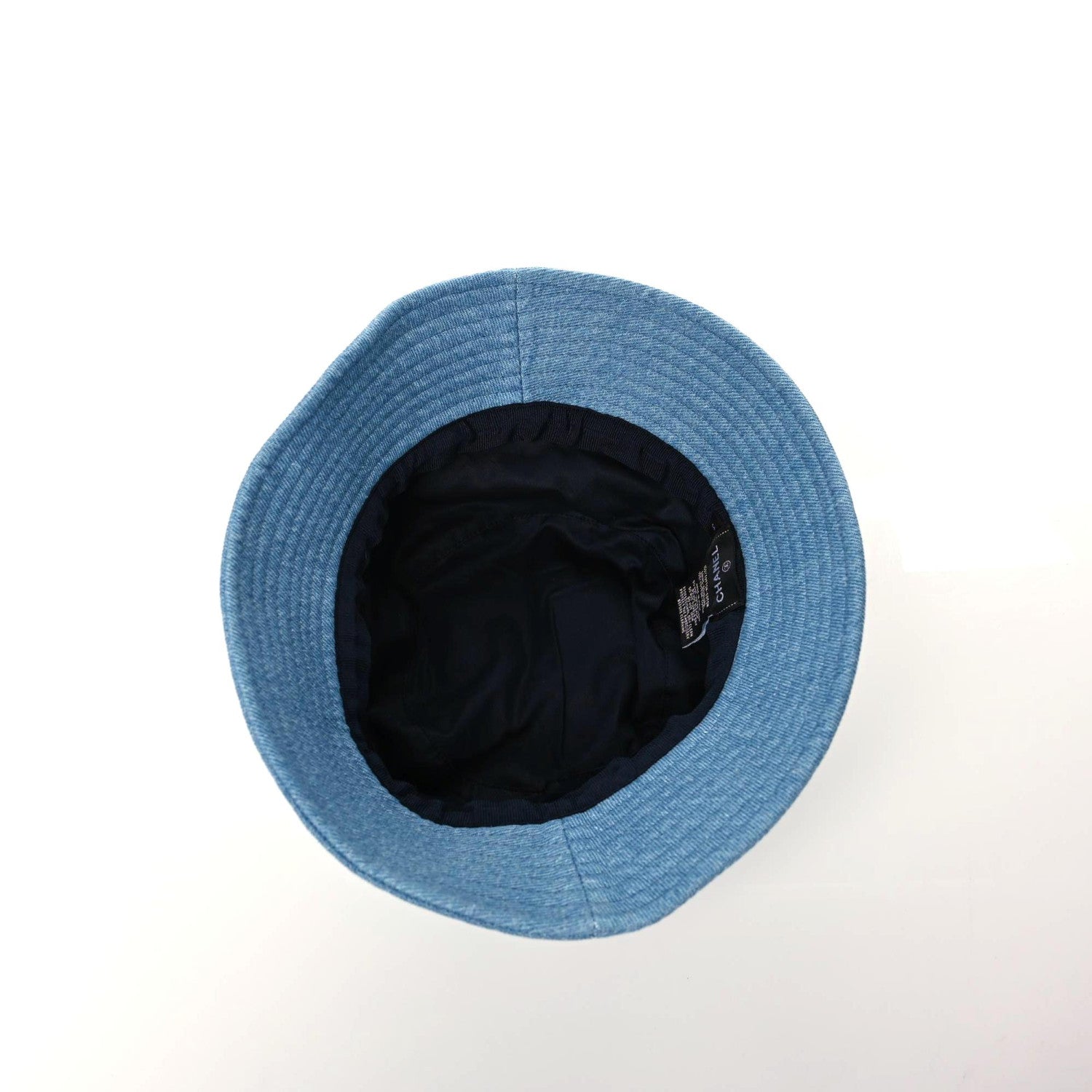 Chanel Denim Sequin Cloche Logo Bucket Hat S Blue 5 of 6