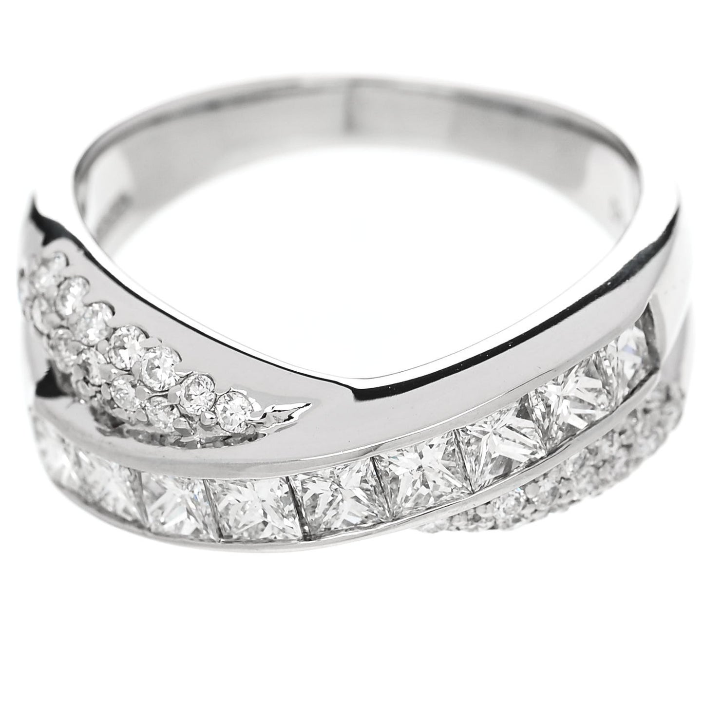 Platinum Diamond 1.20ctw Crossover Band Ring  52 6