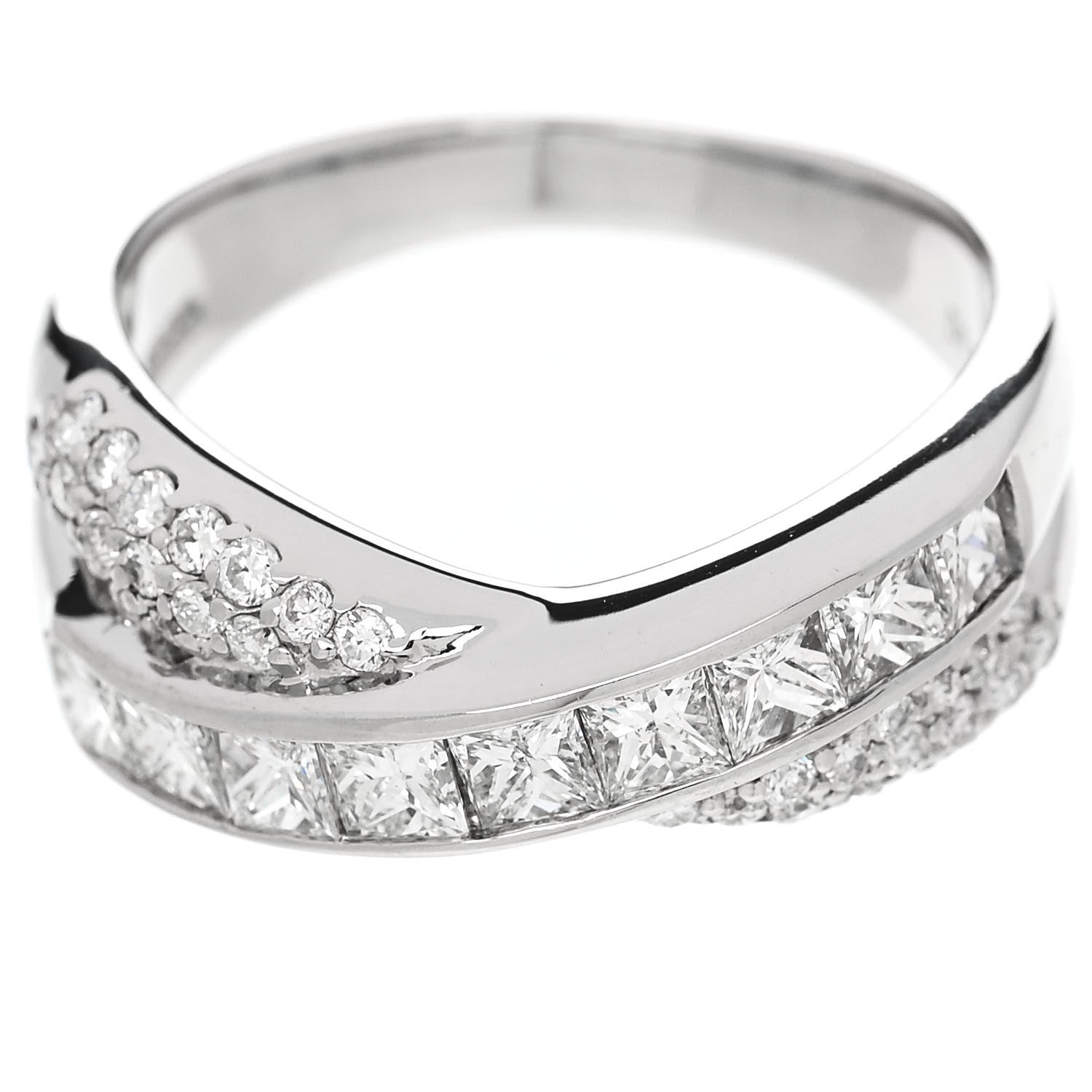 Parker & West by FASHIONPHILE Platinum Diamond 1.20ctw Crossover Band Ring  52 6 6 of 9