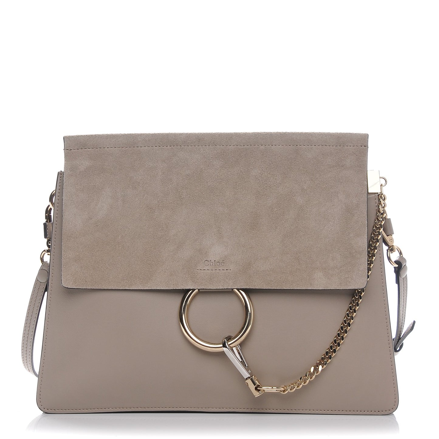 Calfskin Suede Medium Faye Shoulder Bag Motty Grey