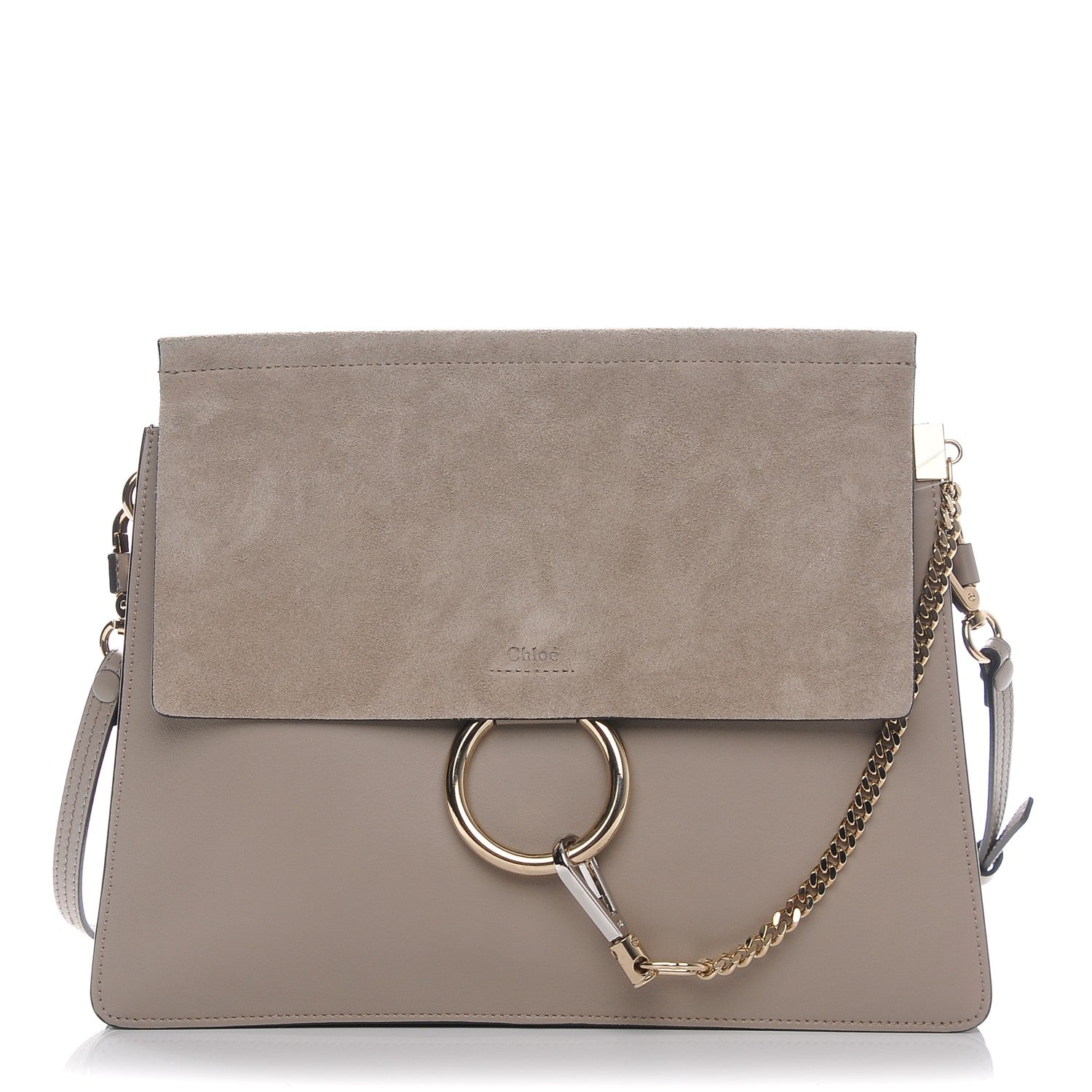 Chloe Calfskin Suede Medium Faye Shoulder Bag Motty Grey 1 of 6