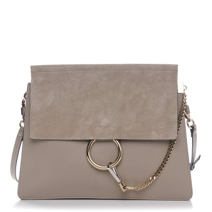 Chloe Calfskin Suede Medium Faye Shoulder Bag Motty Grey 1 of 6