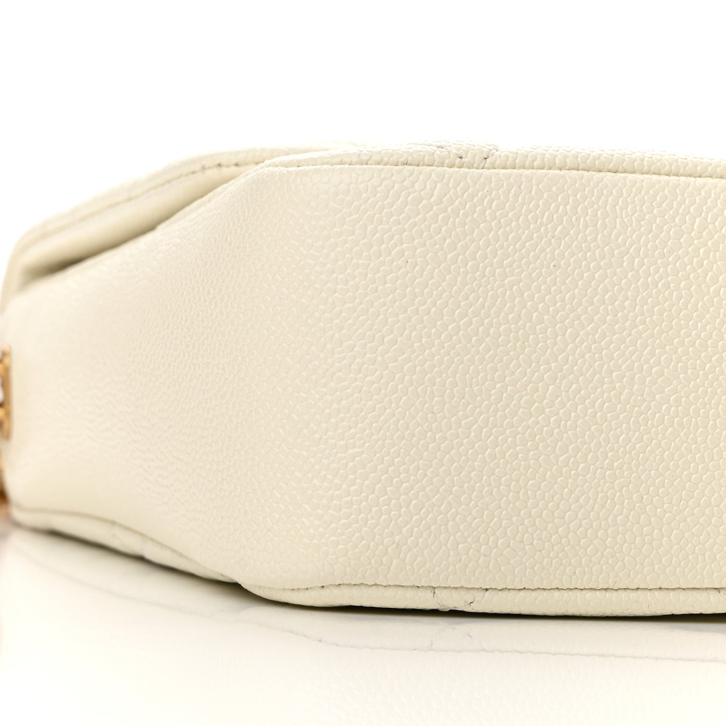 Shiny Caviar Quilted Large Chain Melody Flap White