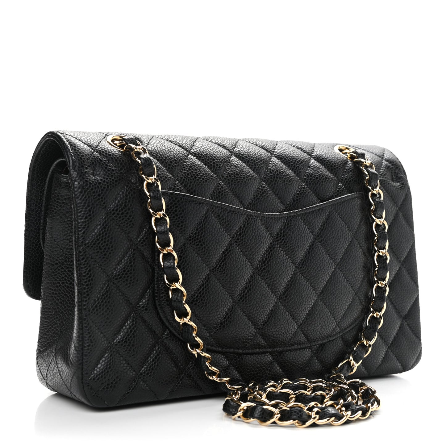 Caviar Quilted Medium Double Flap Black
