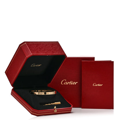 Cartier 18K Yellow Gold 4 Diamond LOVE Bracelet 19 9 of 9