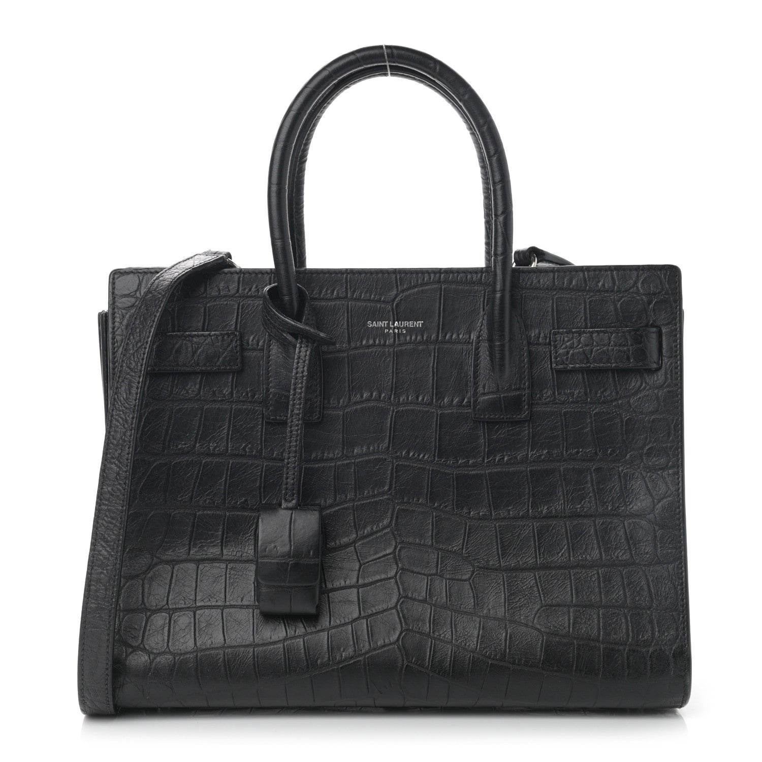 Saint Laurent Calfskin Crocodile Embossed Baby Sac De Jour Black 1 of 13