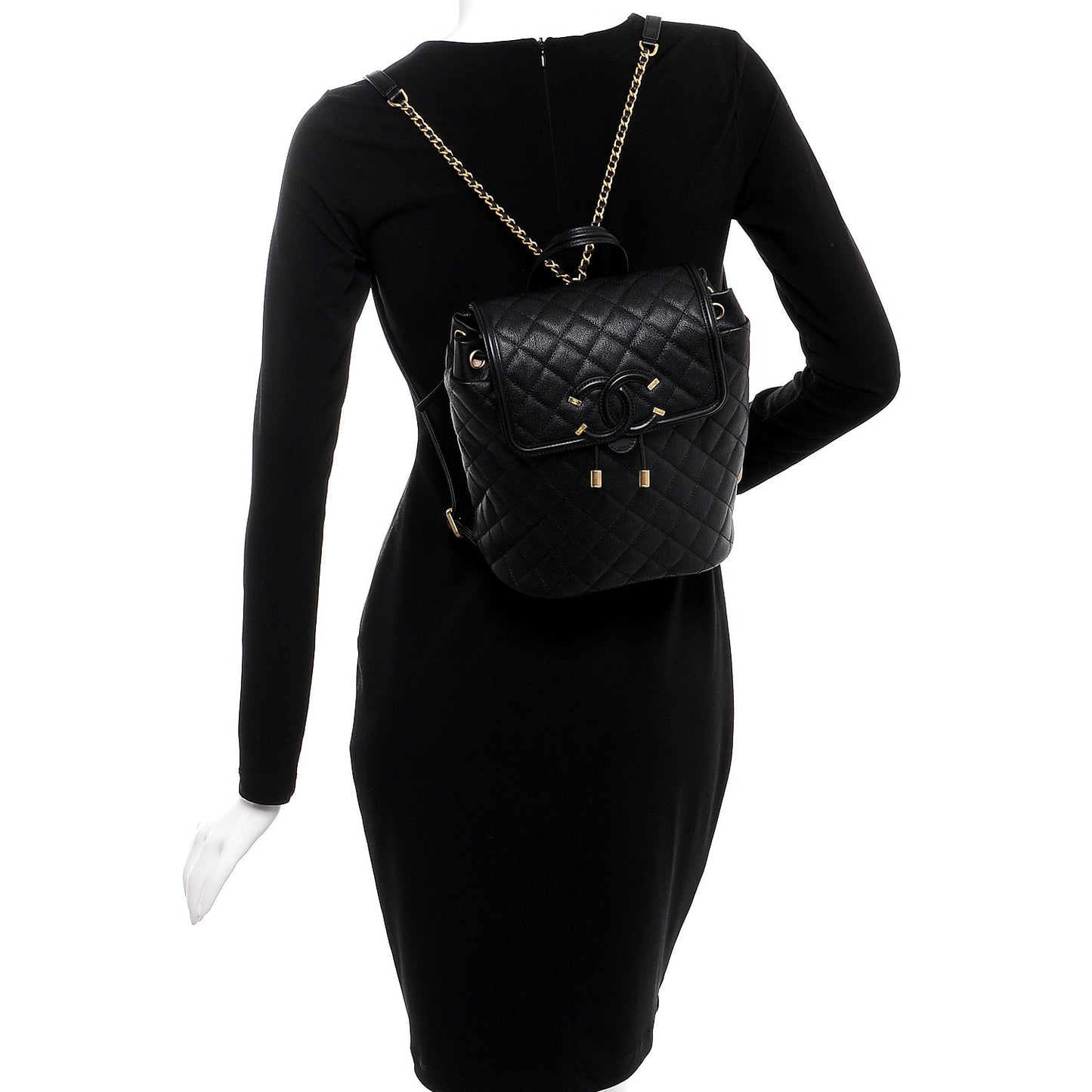 Caviar Quilted Filigree Backpack Black