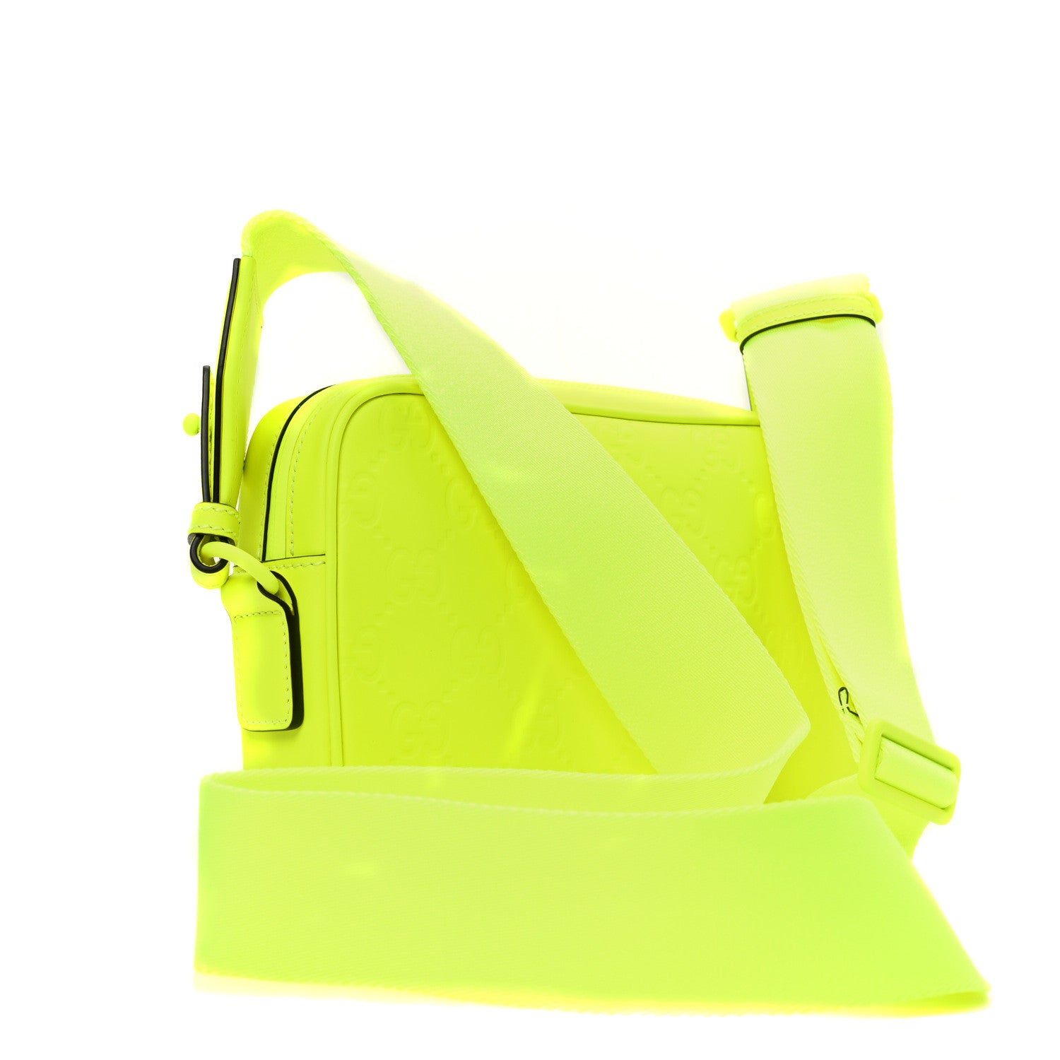 Gucci Rubber Effect Monogram GG Crossbody Bag Fluorescent Yellow 3 of 9