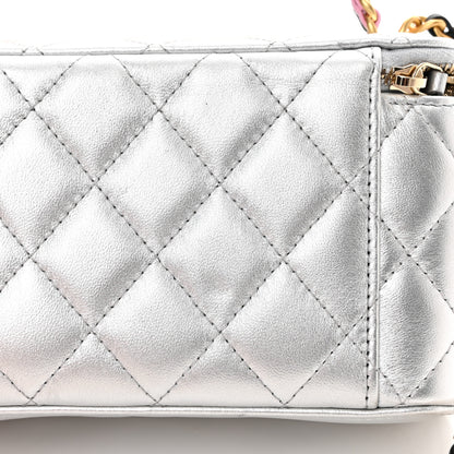 Chanel Metallic Lambskin Quilted Pick Me Up Vanity Case Silver 13 of 15