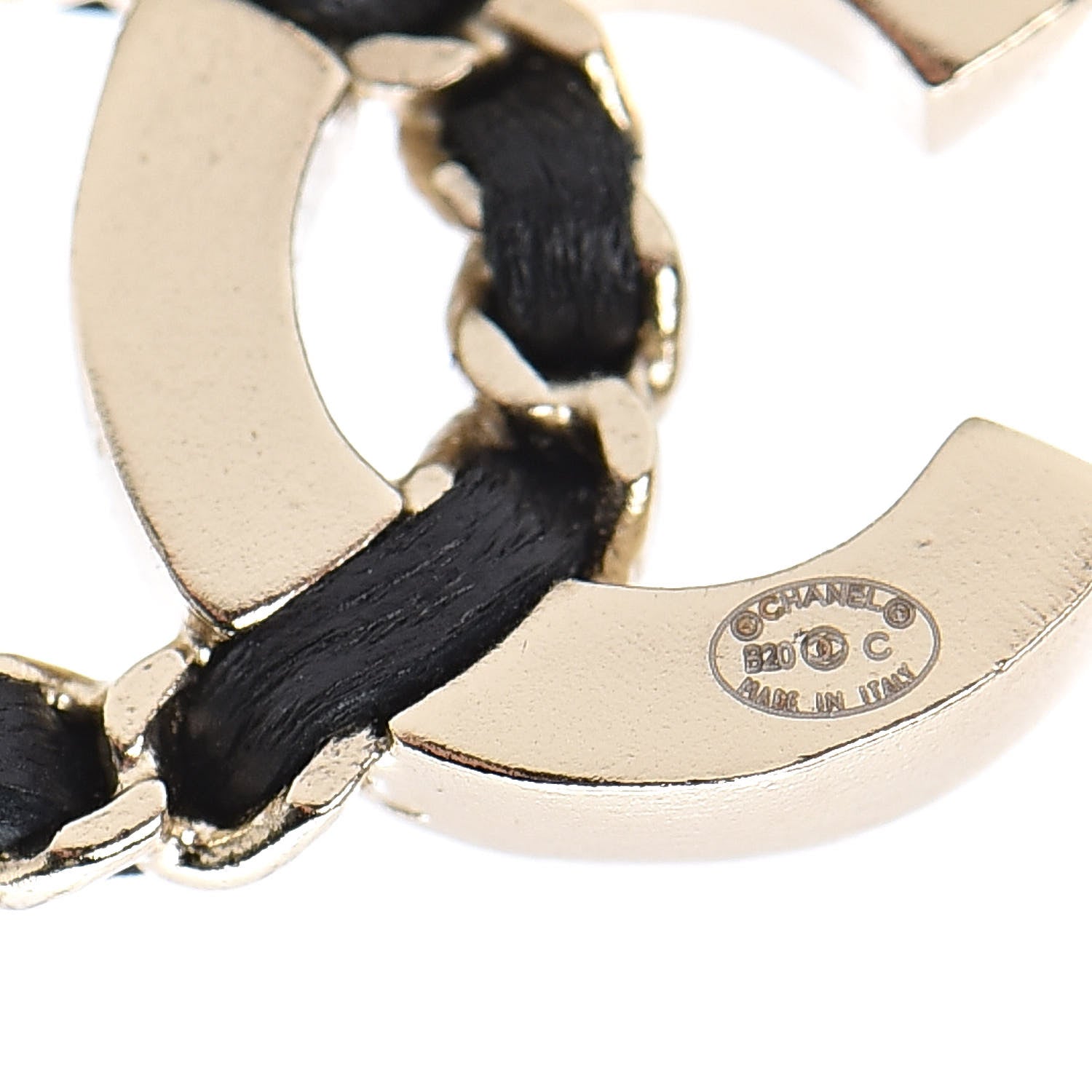 Chanel Crystal Baguette Lambskin Chain CC Vintage Allure Stud Earrings Black Gold 4 of 5