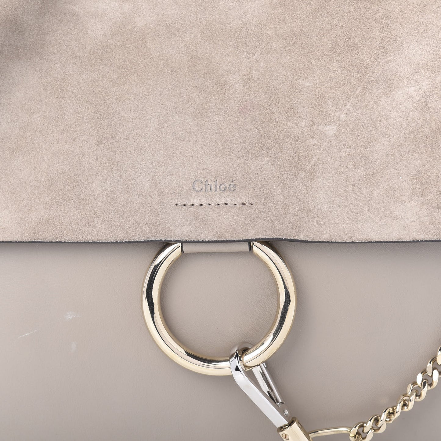 Calfskin Suede Medium Faye Shoulder Bag Motty Grey