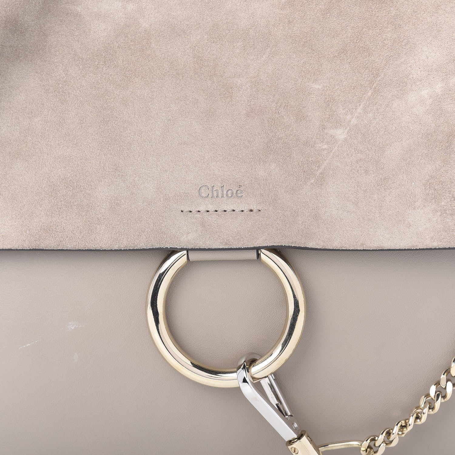 Chloe Calfskin Suede Medium Faye Shoulder Bag Motty Grey 9 of 12
