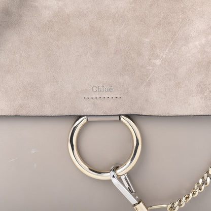 Chloe Calfskin Suede Medium Faye Shoulder Bag Motty Grey 9 of 12