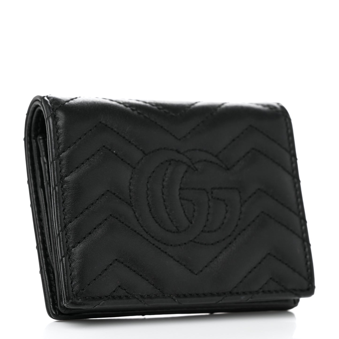Calfskin Matelasse GG Marmont Card Case Wallet Black