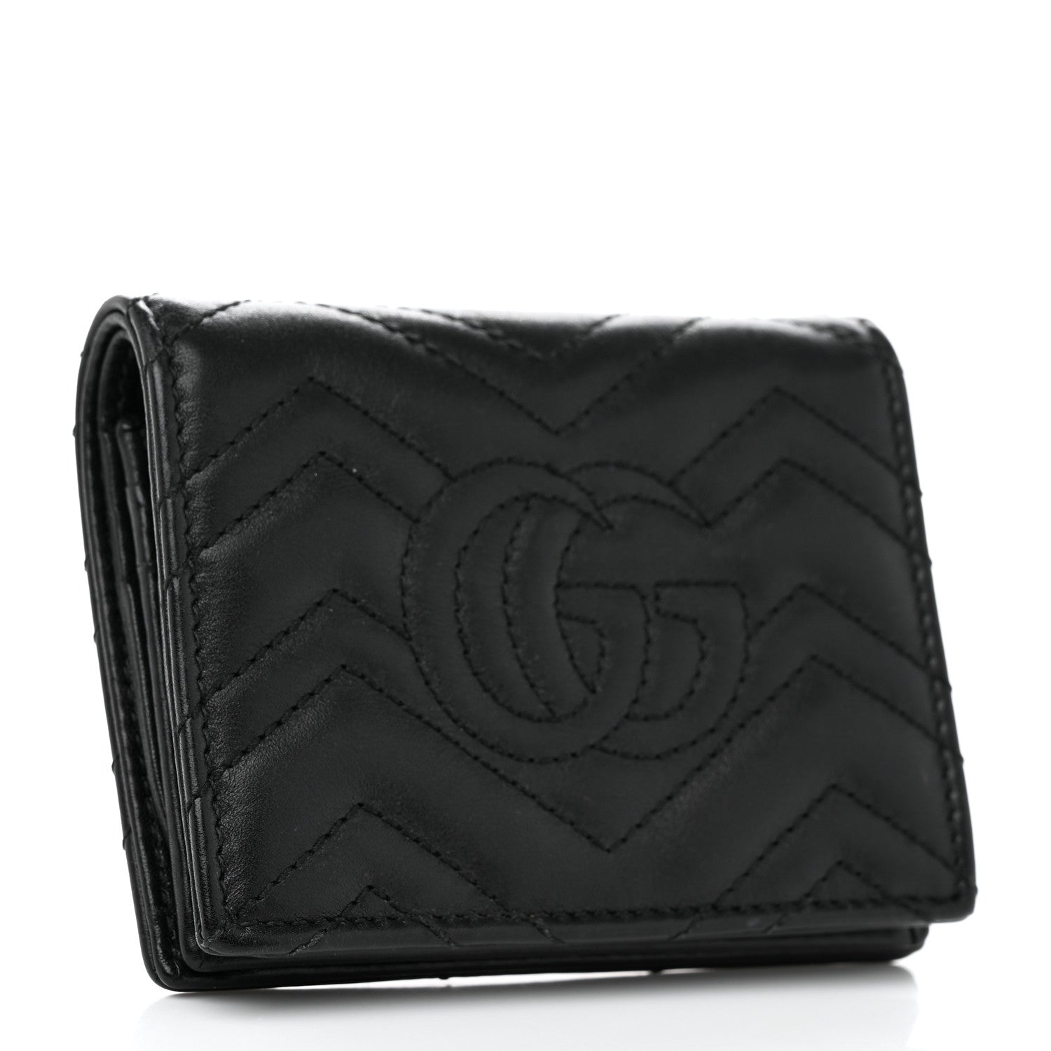 Gucci Calfskin Matelasse GG Marmont Card Case Wallet Black 2 of 10