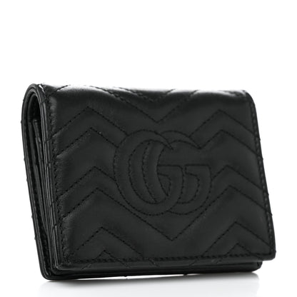 Gucci Calfskin Matelasse GG Marmont Card Case Wallet Black 2 of 10