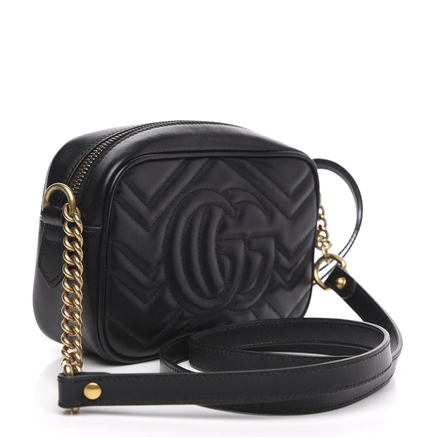 Calfskin Matelasse Mini GG Marmont Chain Shoulder Bag Black