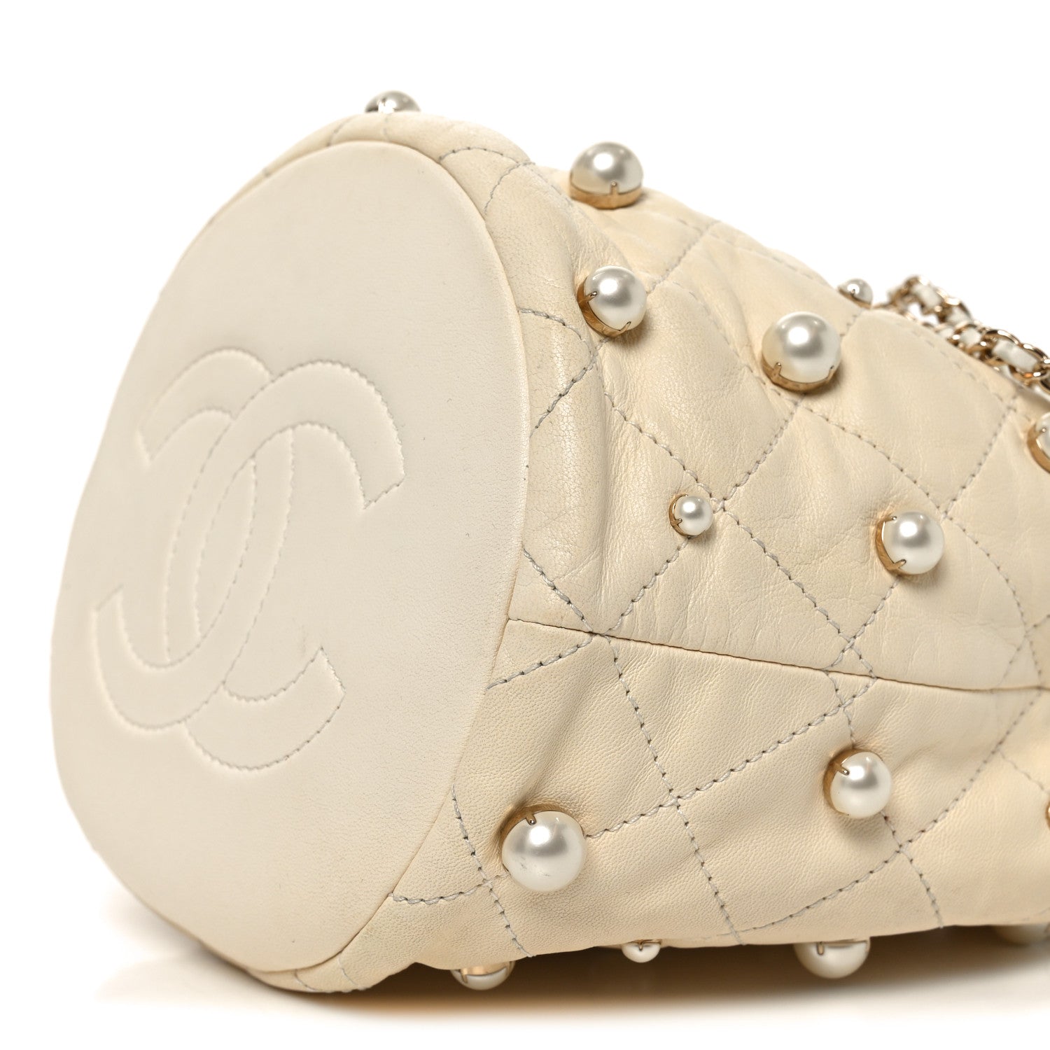 Chanel Lambskin Quilted Pearl Mini About Pearls Drawstring Bag White 10 of 10