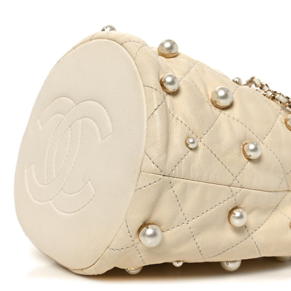 Chanel Lambskin Quilted Pearl Mini About Pearls Drawstring Bag White 10 of 10