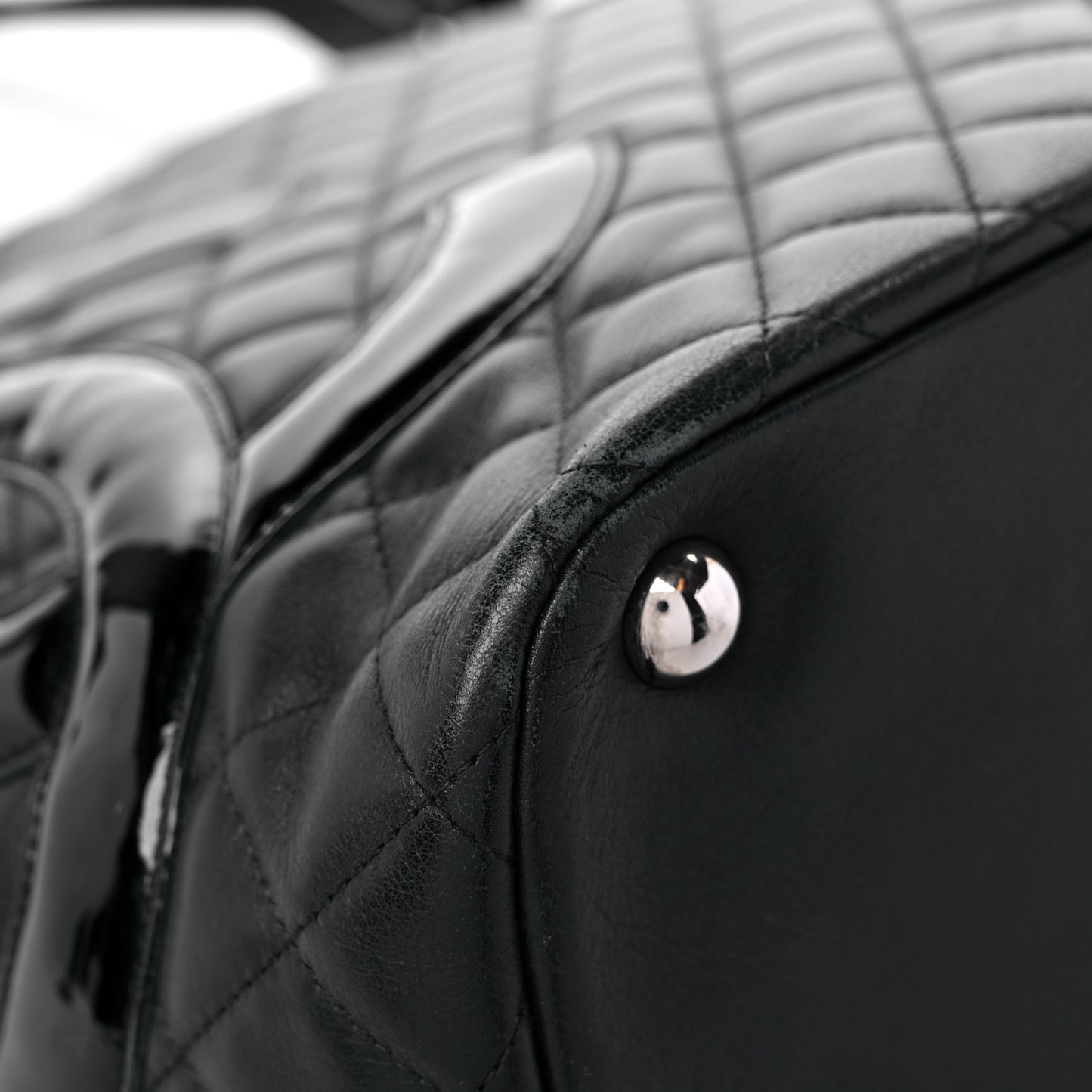 Calfskin Quilted Large Cambon Tote Black
