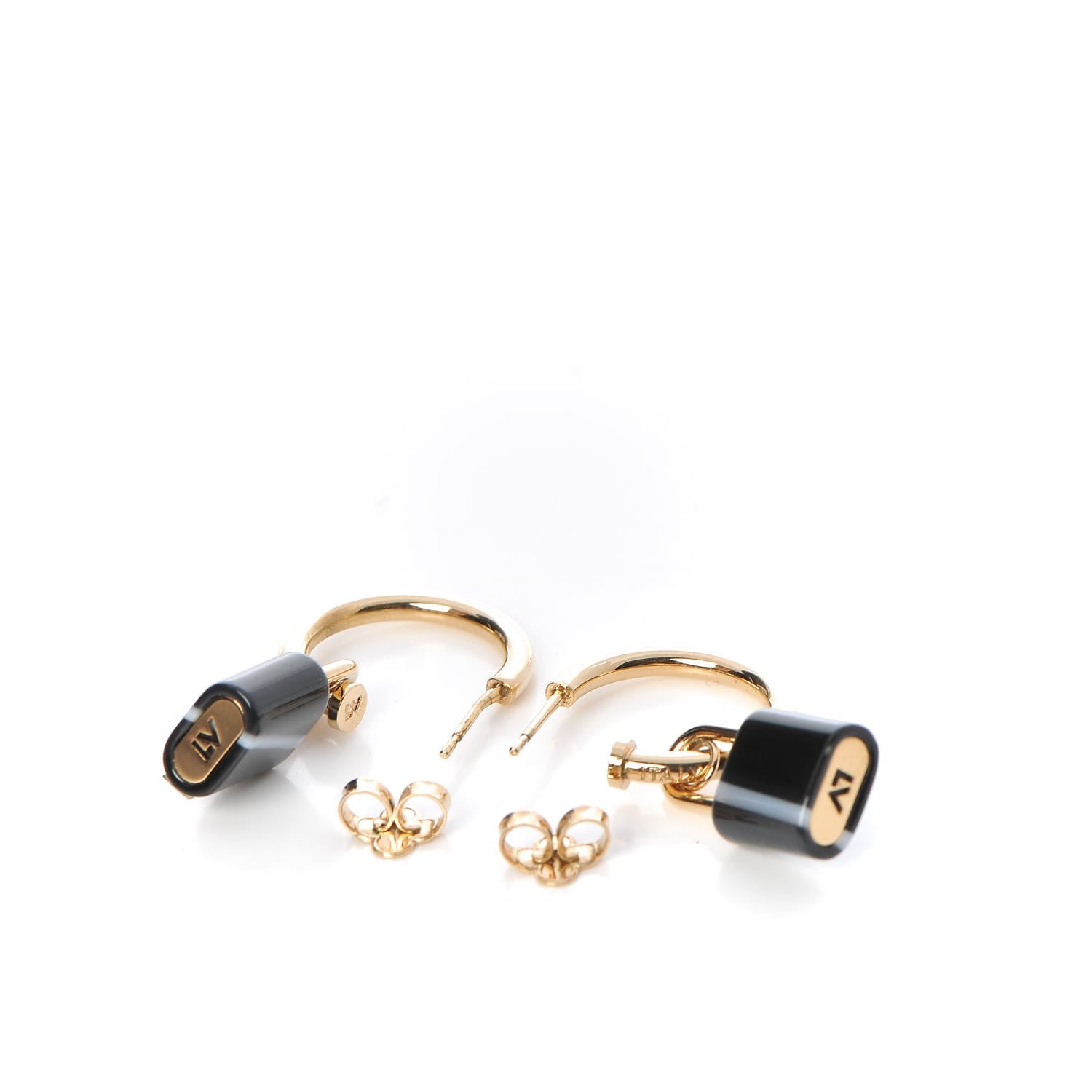 Louis Vuitton Resin Padlock Hoop Earrings Black 3 of 7