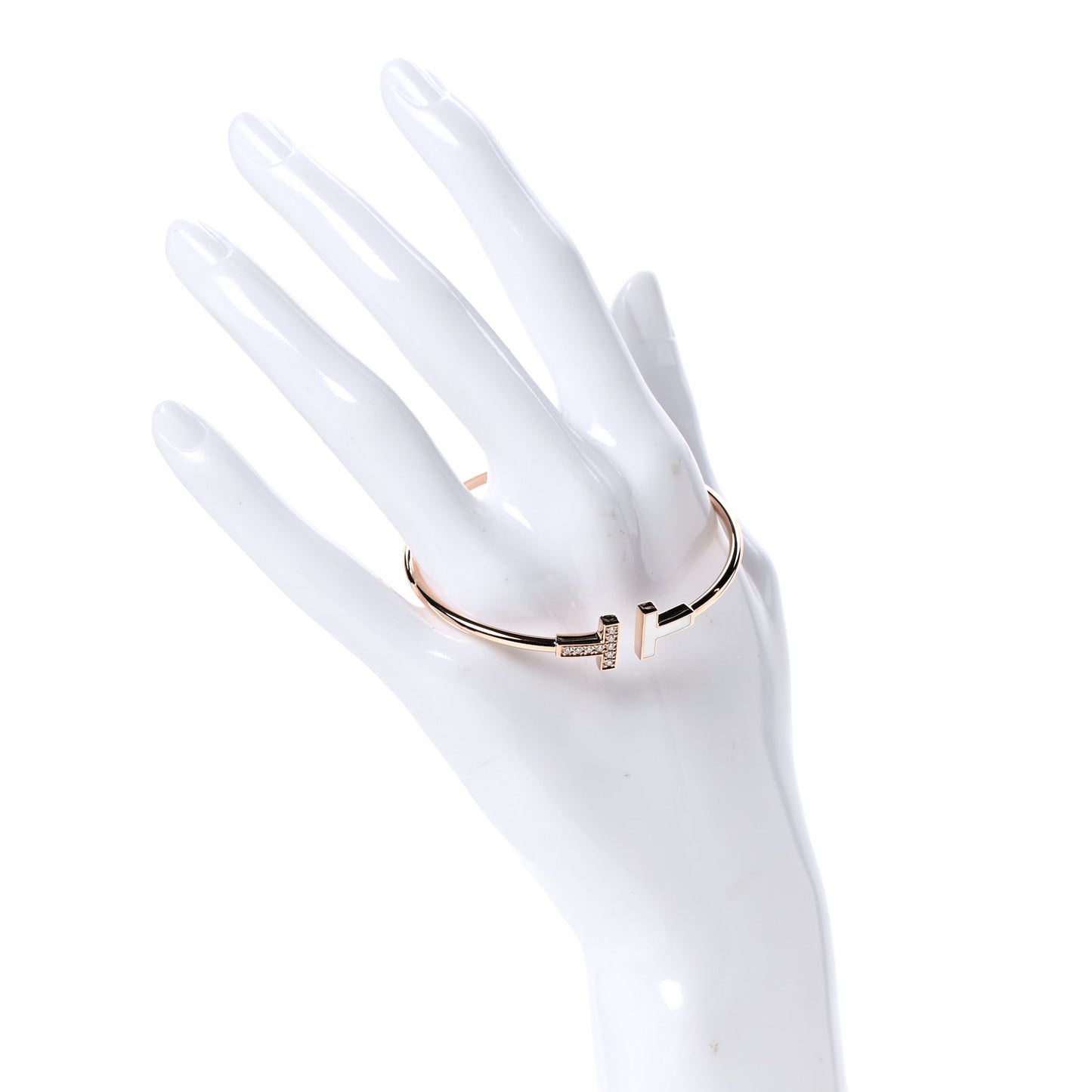 18K Rose Gold Diamond Mother of Pearl T Wire Bracelet