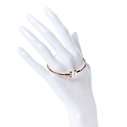 Tiffany 18K Rose Gold Diamond Mother of Pearl T Wire Bracelet 2 of 6