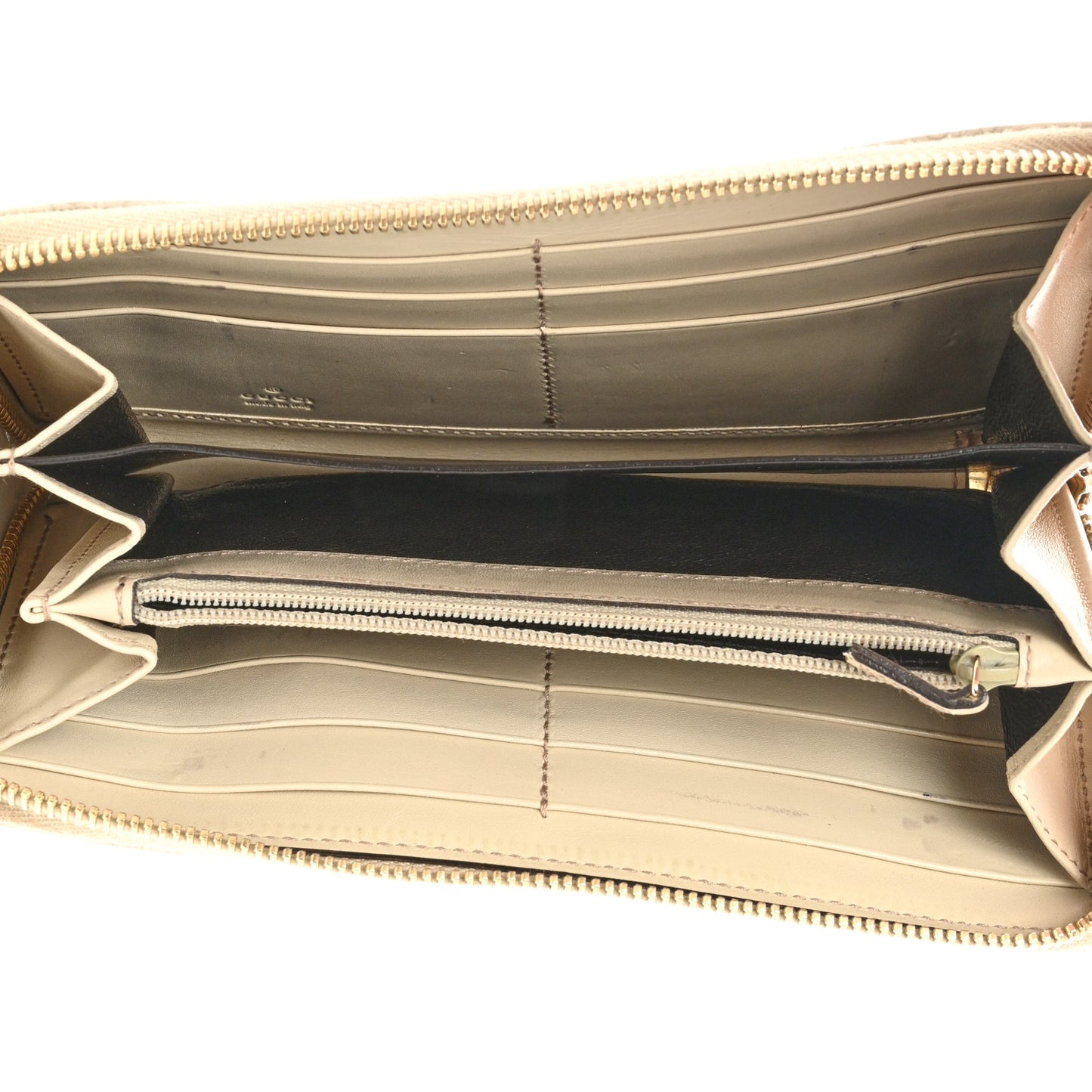 Guccissima Margaux Calfskin Metal Bar Zip Around Wallet White