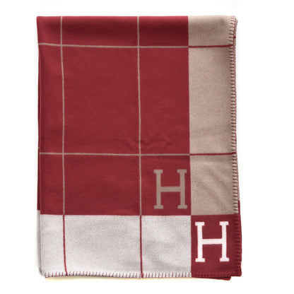 Hermes Wool Cashmere Avalon III Blanket Ecru Rouge H 1 of 4