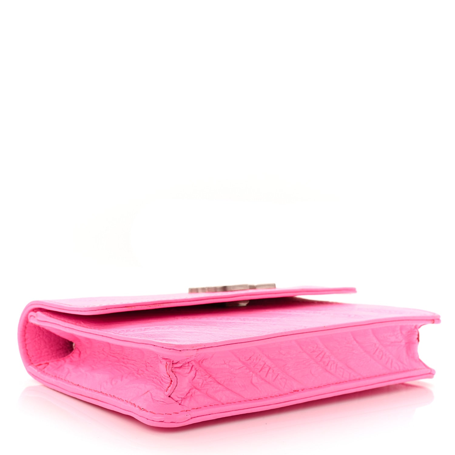 Balenciaga Shiny Goatskin Logo Embossed BB Wallet On Chain Acid Pink 4 of 12