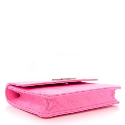 Balenciaga Shiny Goatskin Logo Embossed BB Wallet On Chain Acid Pink 4 of 12