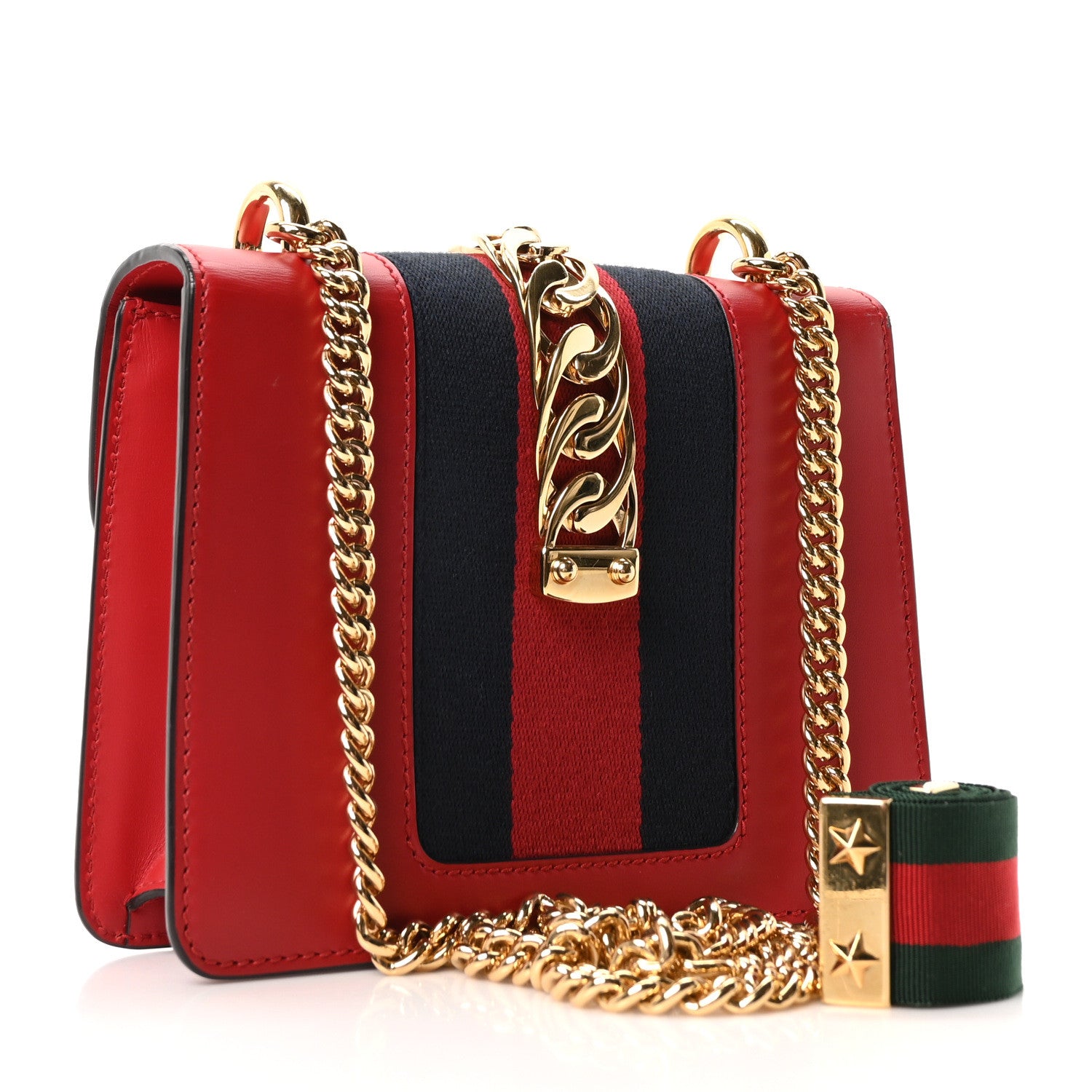 Gucci Calfskin Mini Sylvie Chain Shoulder Bag Hibiscus Red 3 of 10