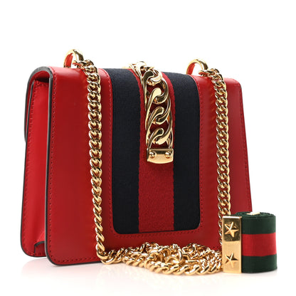 Gucci Calfskin Mini Sylvie Chain Shoulder Bag Hibiscus Red 3 of 10