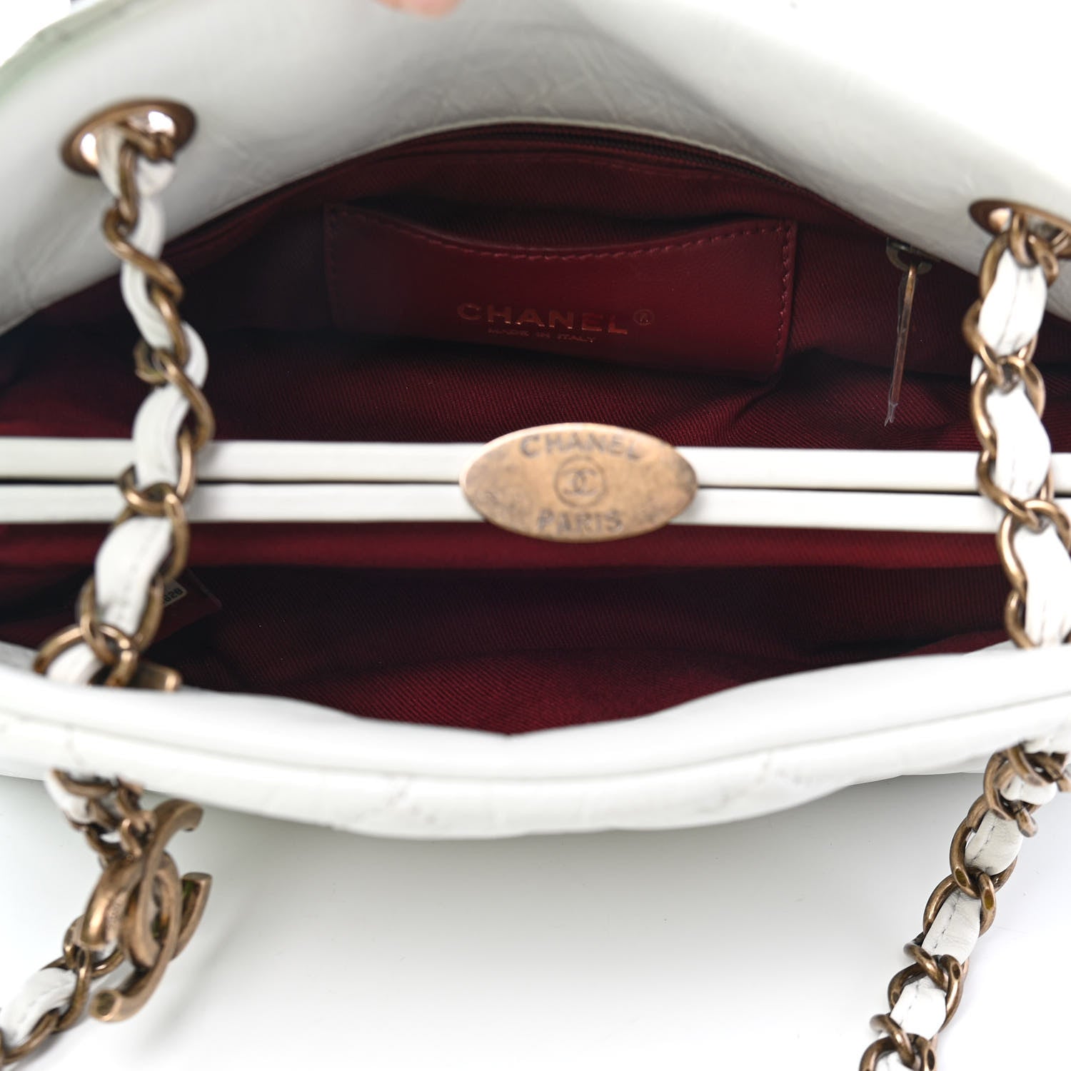 Chanel Aged Calfskin Small Just Mademoiselle Bowling Bag White 5 of 10