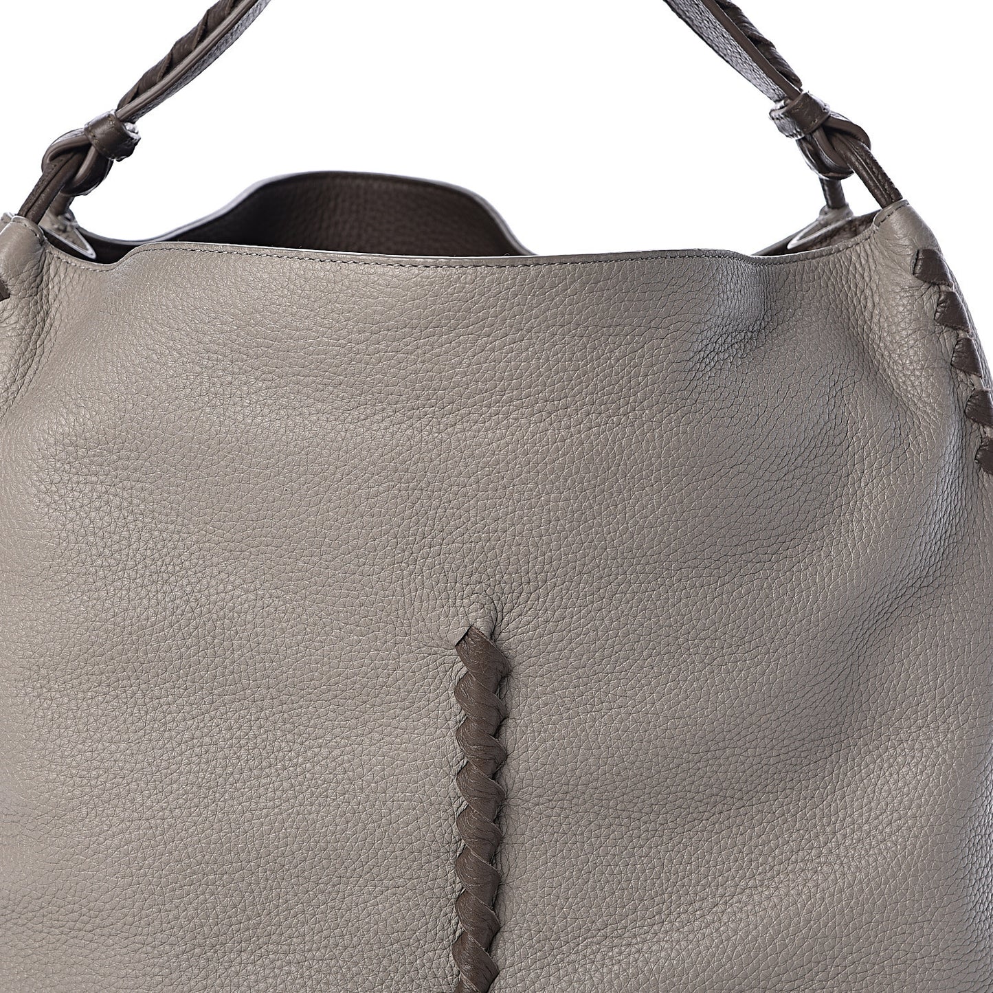 Washed Cervo Deerskin Shoulder Bag Dark Cement New Steel