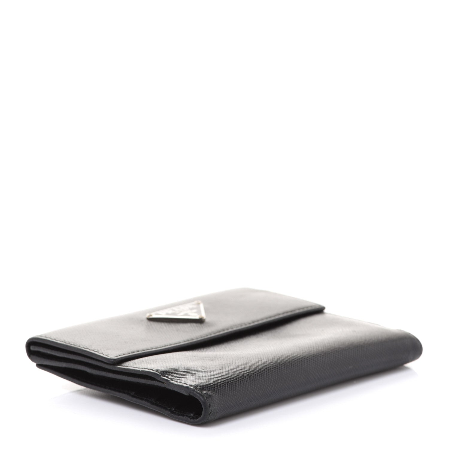 Prada Saffiano Metal French Flap Compact Wallet Black 4 of 7