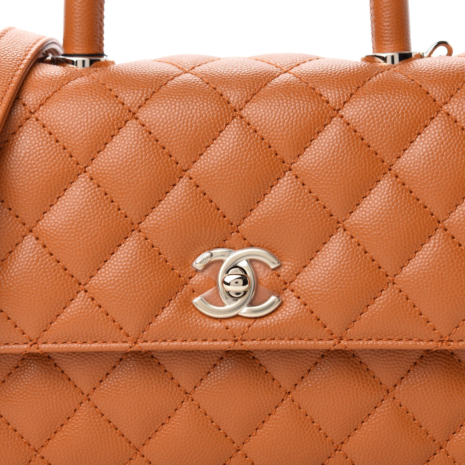 Chanel Caviar Quilted Mini Coco Handle Flap Light Brown 10 of 11