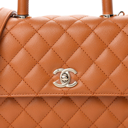 Chanel Caviar Quilted Mini Coco Handle Flap Light Brown 10 of 11