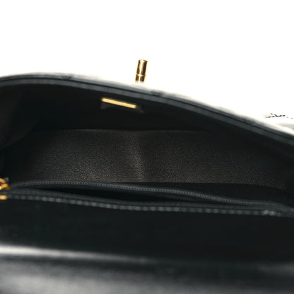 Chanel Shiny Lambskin Quilted Golden Links Top Handle Flap Black 5 of 12