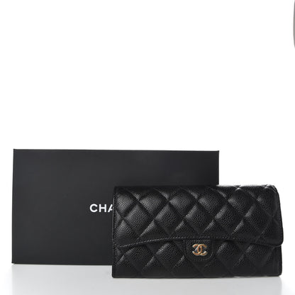 Chanel Caviar Quilted Large Gusset Flap Wallet Black 9 of 9