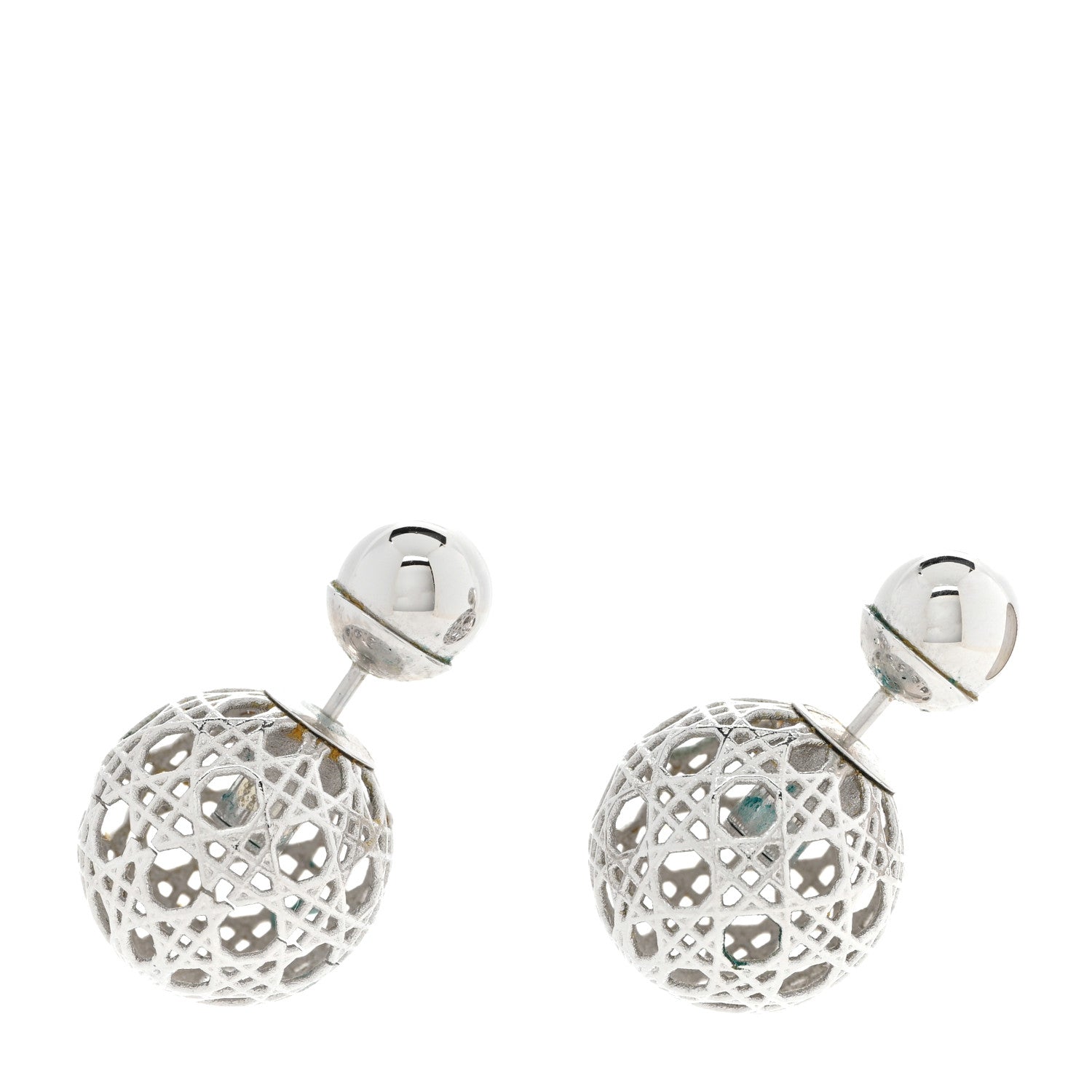 Christian Dior Cannage Mise En Dior Tribal Earrings Silver 1 of 6