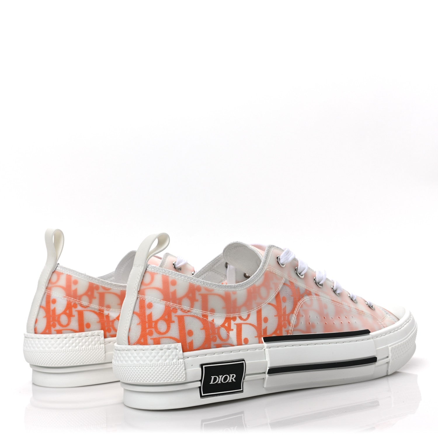 Christian Dior Technical Canvas Oblique Oblique Mens B23 Low Top Sneakers 44 White Orange 4 of 8