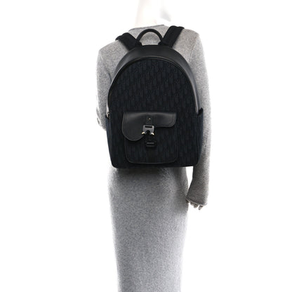 Christian Dior Oblique Jacquard Saddle Zip Backpack Black 2 of 9